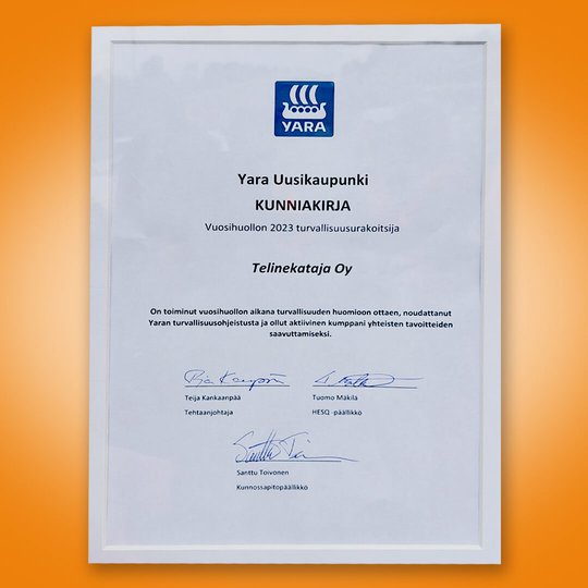 Turvallisuusurakoitsijapalkinto