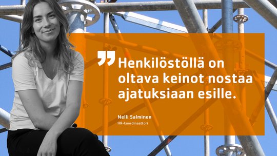 HR-koordinaattori Nelli Salminen on tehnyt kaikkea muuta paitsi telineasennusta (vielä)